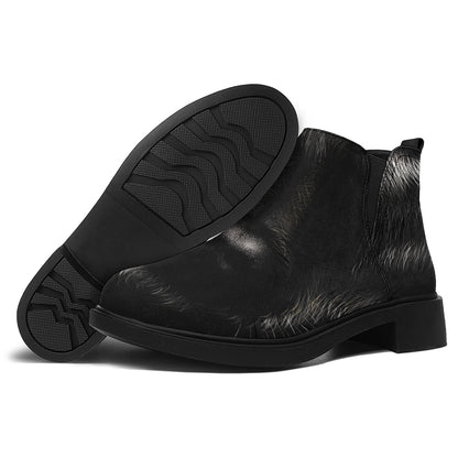 Black Wolf Portrait Print Flat Ankle Boots