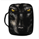 Black Wolf Portrait Print Front Pocket Bible Bag