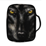 Black Wolf Portrait Print Front Pocket Bible Bag