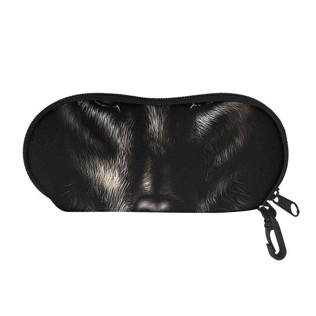 Black Wolf Portrait Print Glasses Case