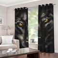 Black Wolf Portrait Print Grommet Curtains