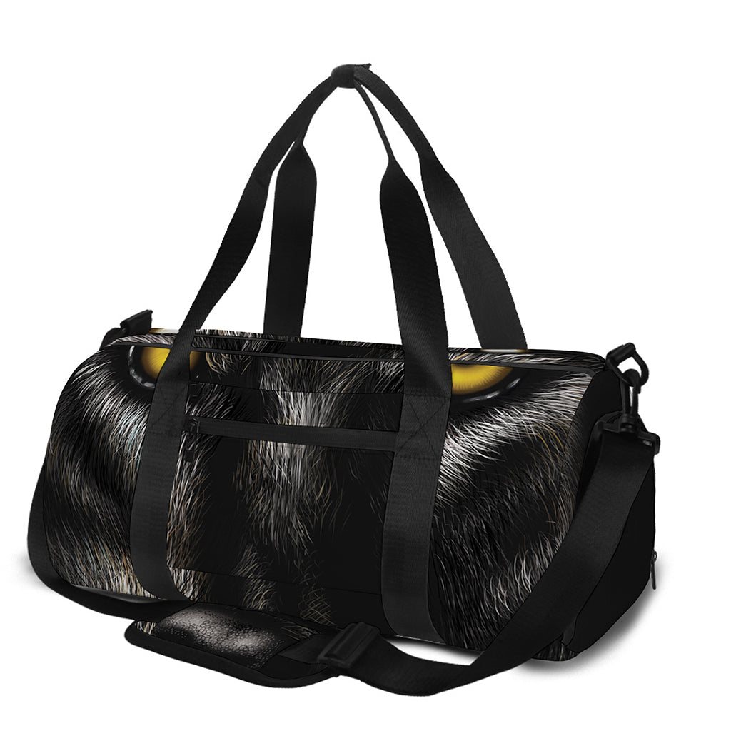 Black Wolf Portrait Print Gym Bag