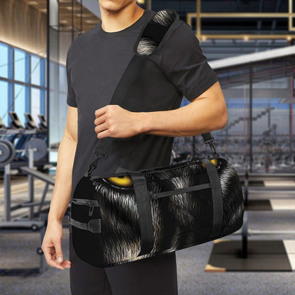 Black Wolf Portrait Print Gym Bag