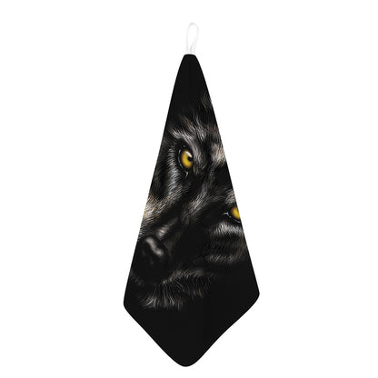 Black Wolf Portrait Print Hand Towel
