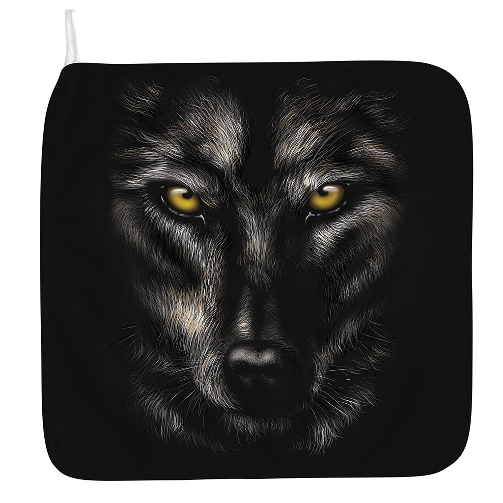 Black Wolf Portrait Print Hand Towel
