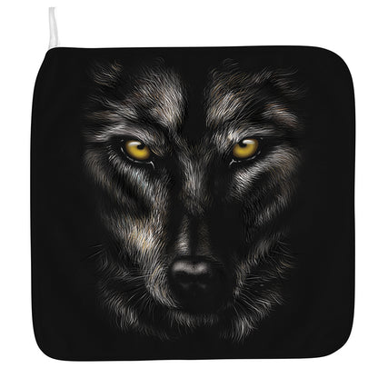 Black Wolf Portrait Print Hand Towel