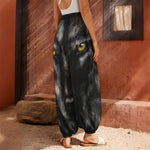 Black Wolf Portrait Print Harem Pants