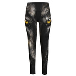 Black Wolf Portrait Print High-Waisted Pocket Leggings