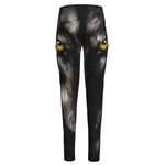 Black Wolf Portrait Print High-Waisted Pocket Leggings