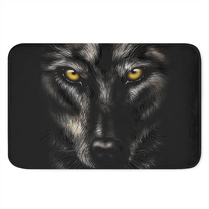Black Wolf Portrait Print Indoor Door Mat
