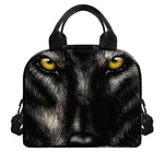 Black Wolf Portrait Print Insulated Lunch Bag