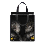 Black Wolf Portrait Print Insulated Lunch Tote
