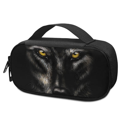 Black Wolf Portrait Print Insulin Cooler Travel Case
