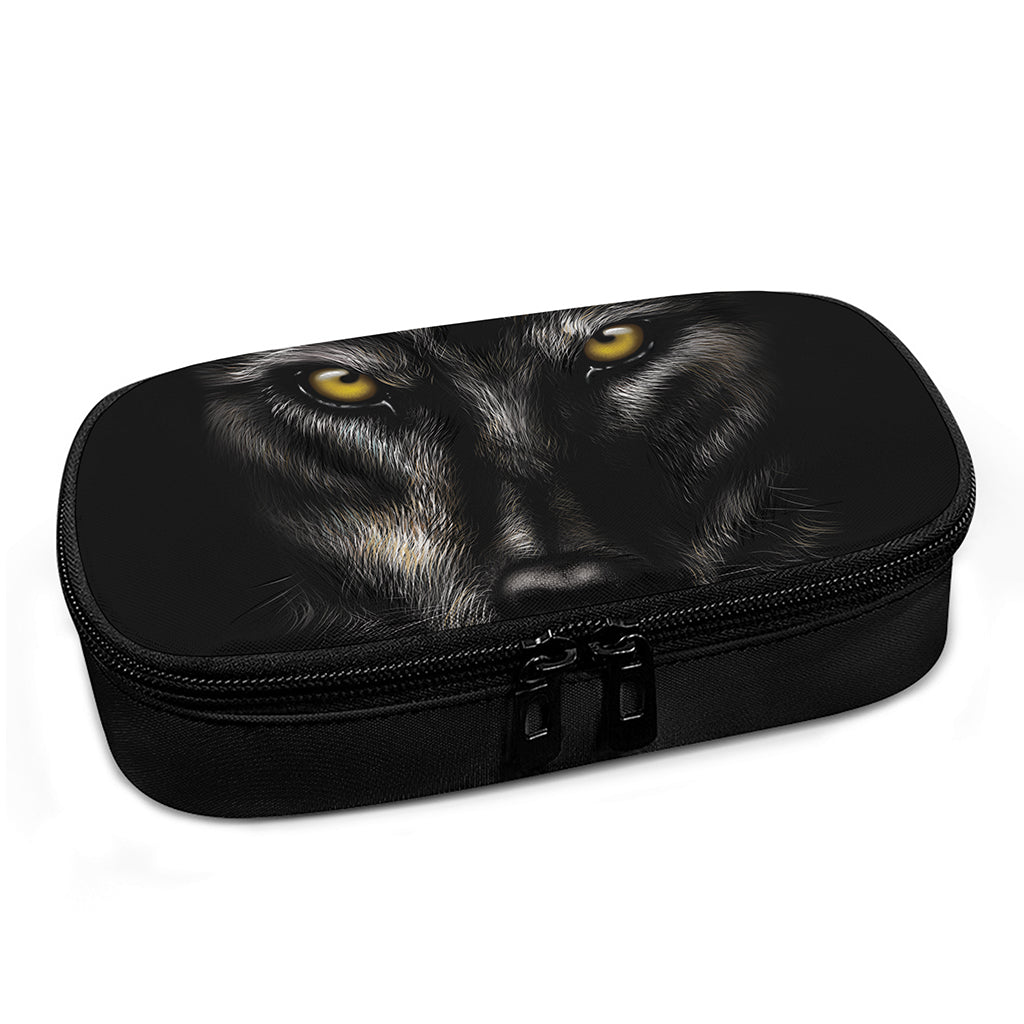 Black Wolf Portrait Print Insulin Cooler Travel Case