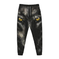 Black Wolf Portrait Print Jogger Pants