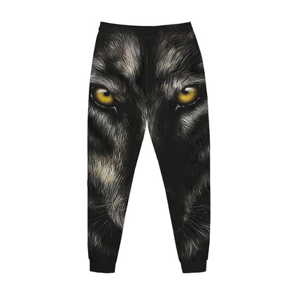 Black Wolf Portrait Print Jogger Pants