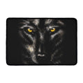 Black Wolf Portrait Print Kitchen Mat