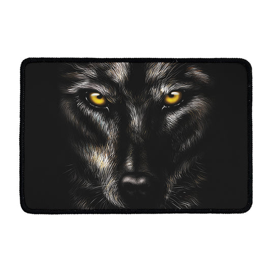 Black Wolf Portrait Print Kitchen Mat