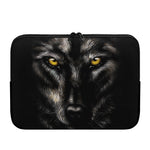 Black Wolf Portrait Print Laptop Sleeve