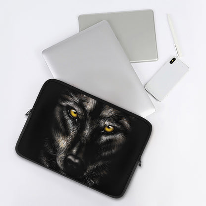Black Wolf Portrait Print Laptop Sleeve