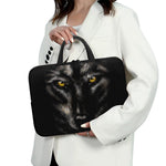 Black Wolf Portrait Print Laptop Sleeve With Handle