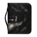 Black Wolf Portrait Print Leather Bible Cover