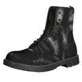 Black Wolf Portrait Print Lace-Up Boots