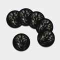 Black Wolf Portrait Print Leather Coaster Set