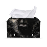 Black Wolf Portrait Print Leather Tissue Box Cover