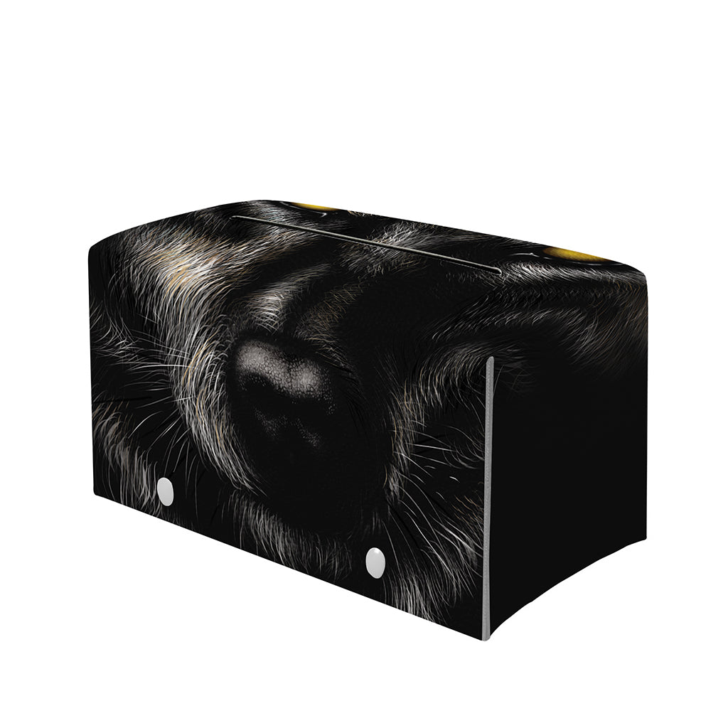 Black Wolf Portrait Print Leather Tissue Box Cover