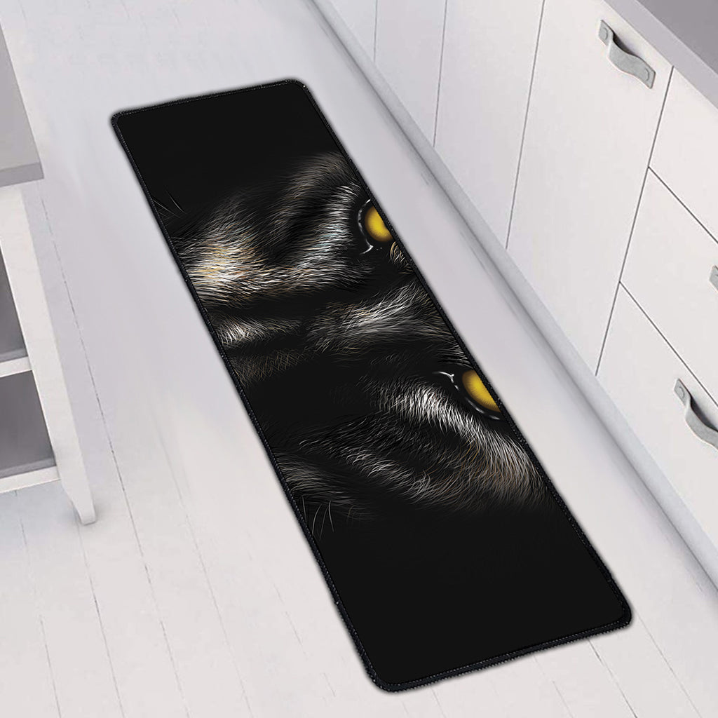 Black Wolf Portrait Print Long Kitchen Mat