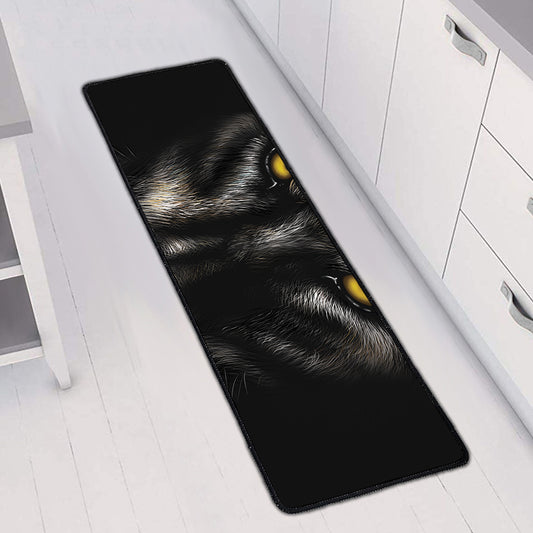 Black Wolf Portrait Print Long Kitchen Mat