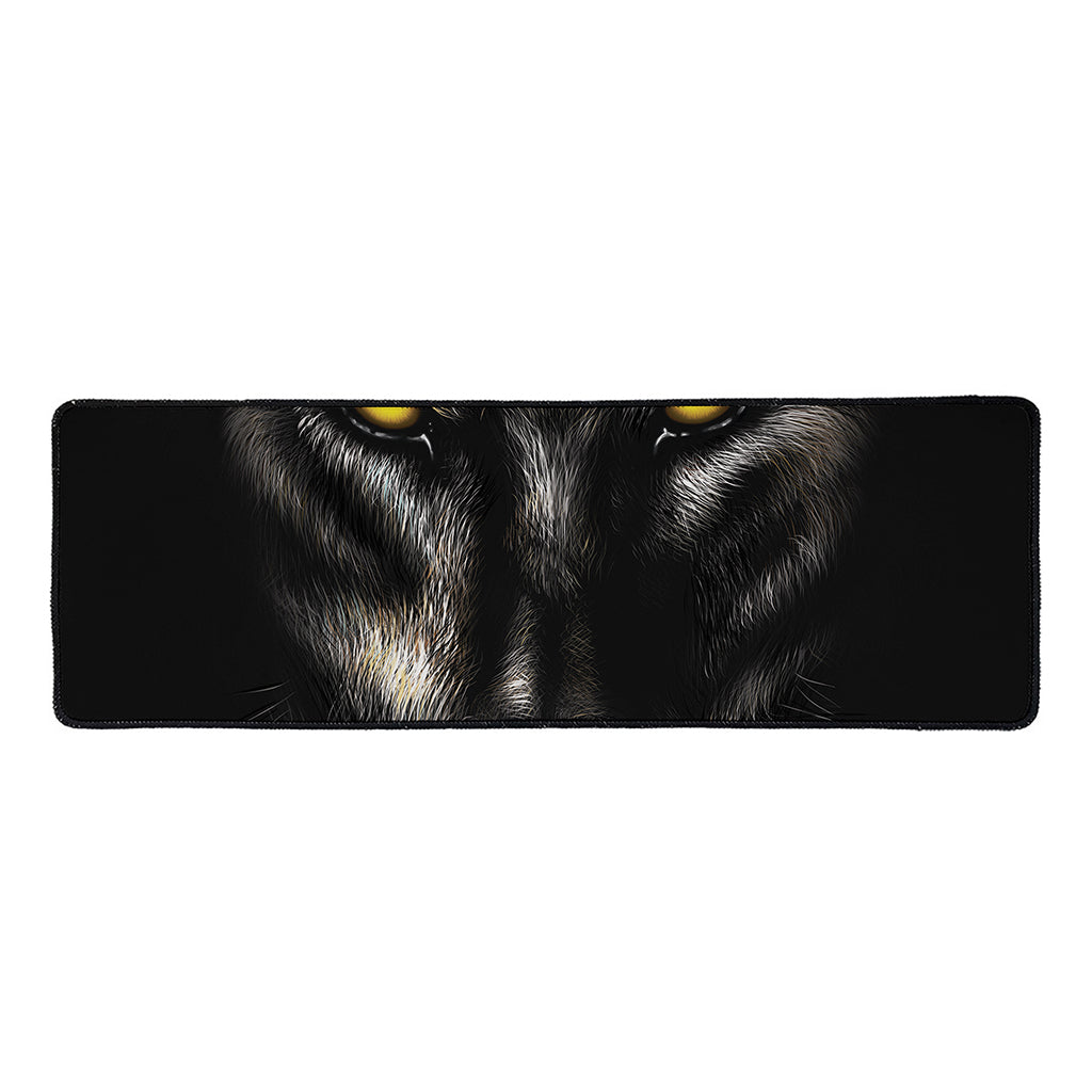 Black Wolf Portrait Print Long Kitchen Mat