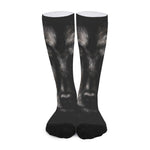 Black Wolf Portrait Print Long Socks