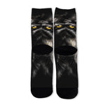 Black Wolf Portrait Print Long Socks
