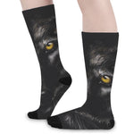 Black Wolf Portrait Print Long Socks