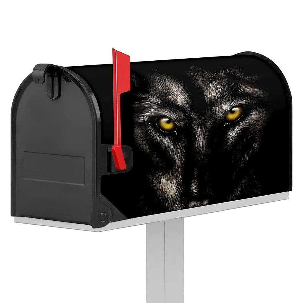 Black Wolf Portrait Print Mailbox Cover
