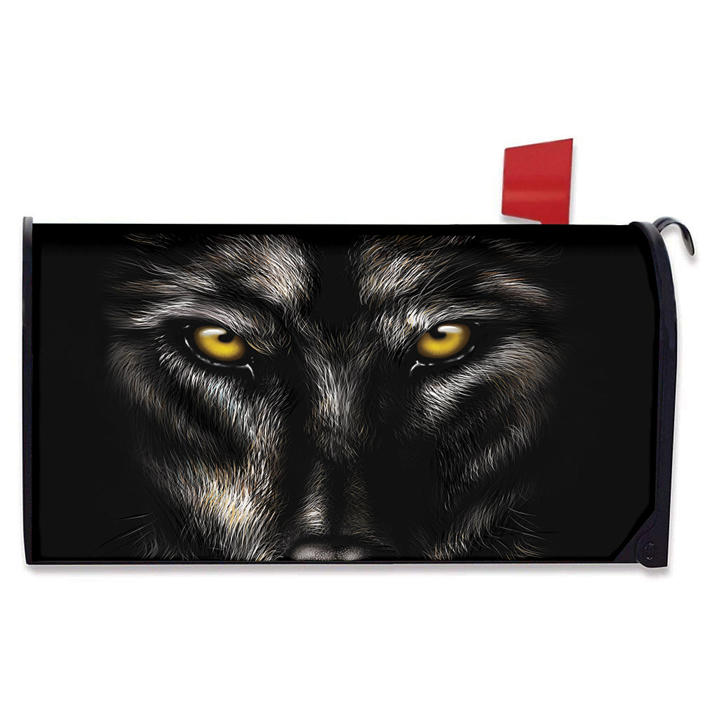 Black Wolf Portrait Print Mailbox Cover