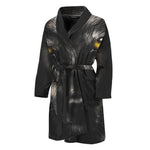Black Wolf Portrait Print Men's Bathrobe