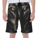Black Wolf Portrait Print Men's Beach Shorts