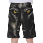 Black Wolf Portrait Print Men's Beach Shorts