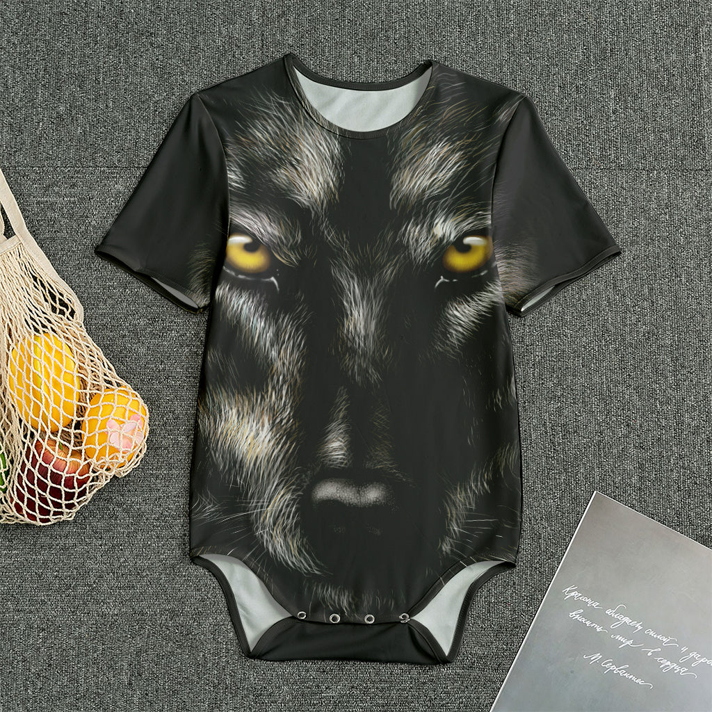 Black Wolf Portrait Print Men's Bodysuit