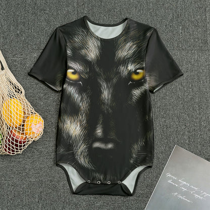 Black Wolf Portrait Print Men's Bodysuit