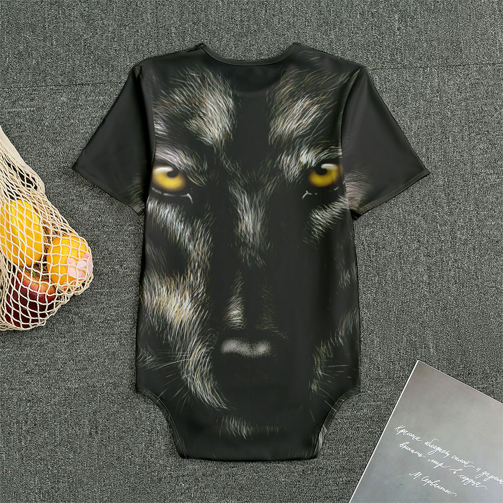 Black Wolf Portrait Print Men's Bodysuit