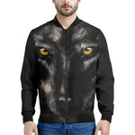 Black Wolf Portrait Print Men's Bomber Jacket