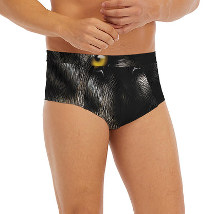 Black Wolf Portrait Print Men's Briefs