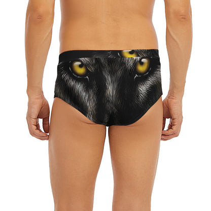 Black Wolf Portrait Print Men's Briefs