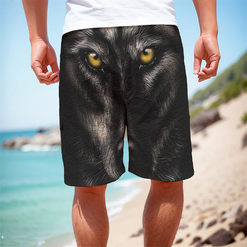 Black Wolf Portrait Print Men's Cargo Shorts