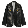 Black Wolf Portrait Print Men's Cotton Blazer