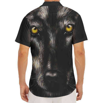 Black Wolf Portrait Print Men's Deep V-Neck Shirt